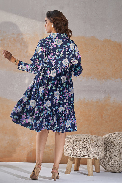 Navy Floral Dress