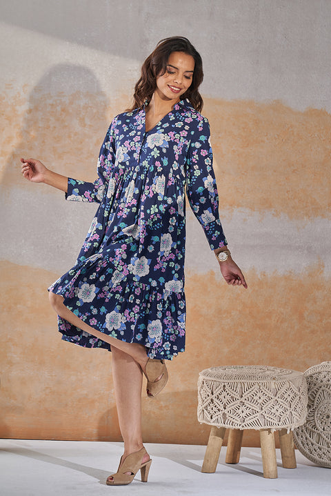 Navy Floral Dress