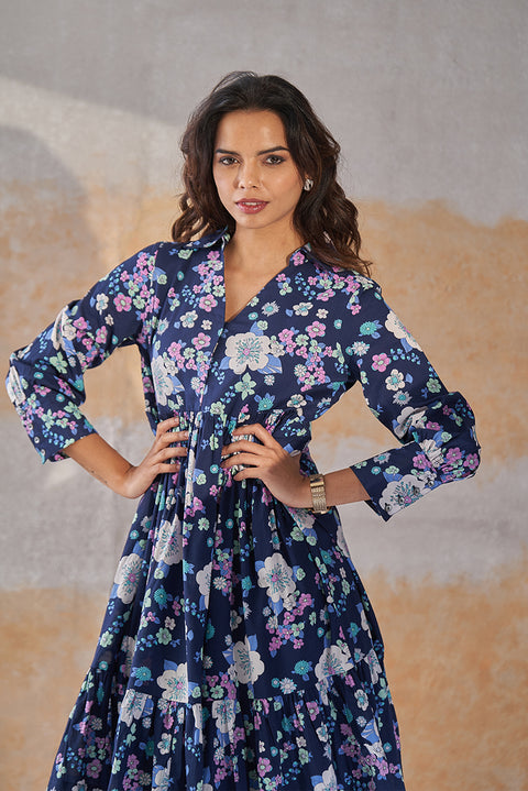 Navy Floral Dress