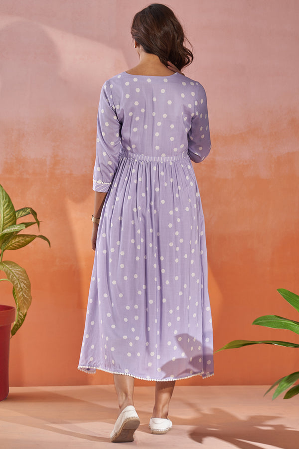 Lavender Empire Waist Dress Model Back