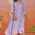 Lavender Empire Waist Dress Model Wide View