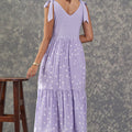 Shoulder Tie V Neck Dress Back View