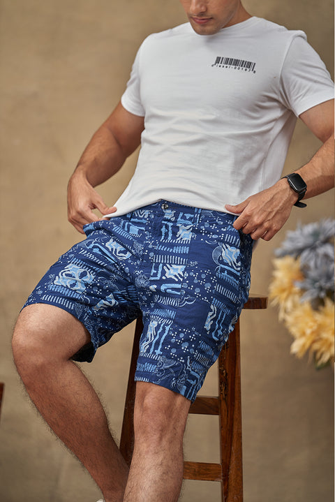 Azure Patch Work Shorts