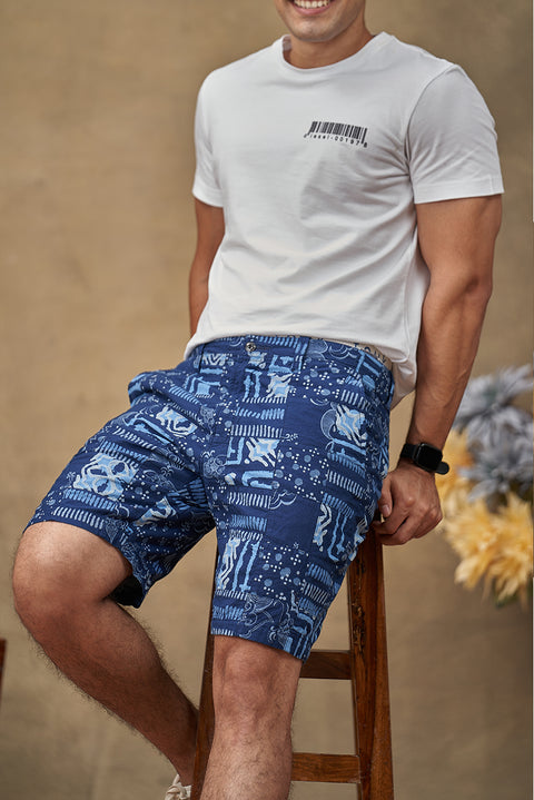 Azure Patch Work Shorts