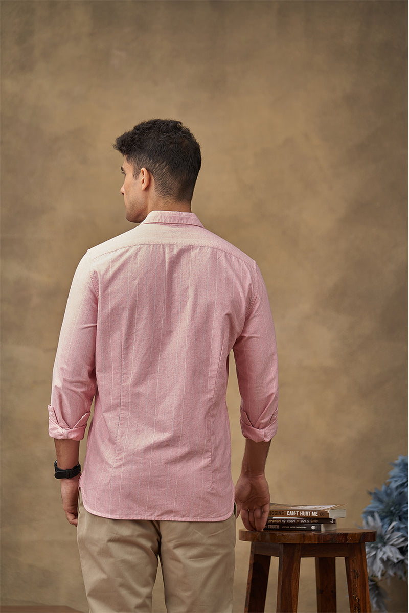 Mini Stripe Oxford Shirt In Pink.