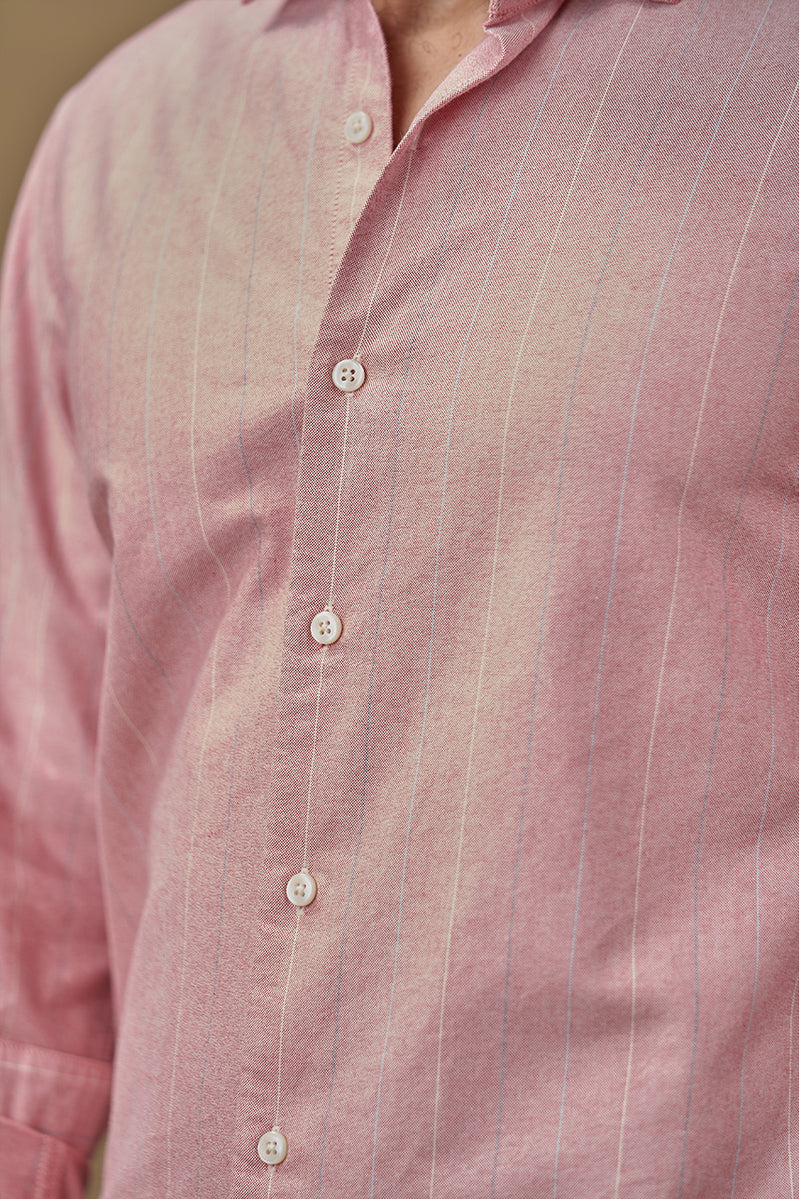 Mini Stripe Oxford Shirt In Pink.