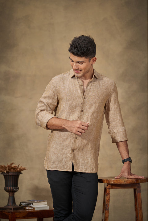 Warm Khakhi Linen Shirt