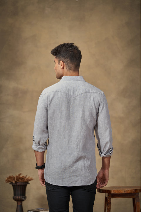 Western Model Pebble Grey Linen Shirt