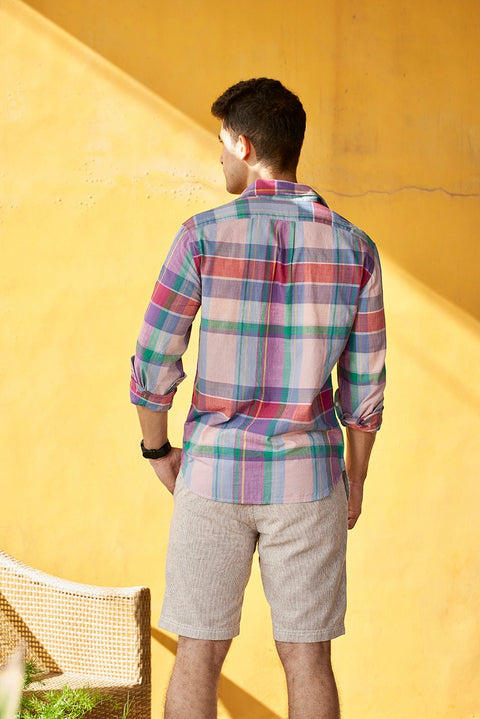 Faded Pink Checks 100% Cotton Shirt